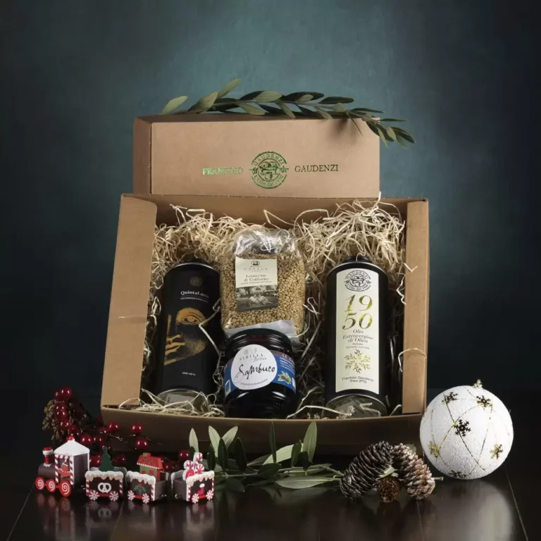 cesto natale con prodotti umbri e olio extravergine di oliva